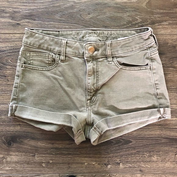 American Eagle Outfitters Pants - American Eagle Faded Green Hi Rise Shortie Short